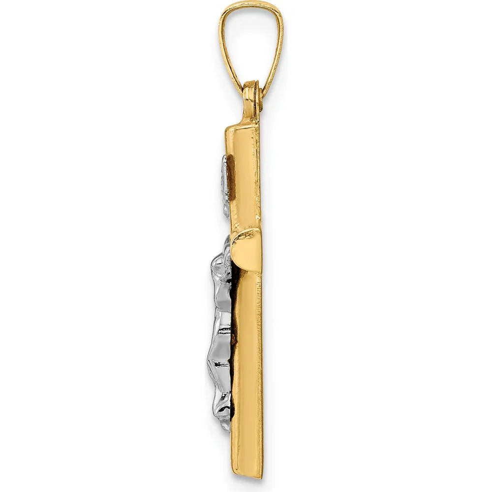 14K Two-Tone Gold INRI Crucifix Pendant - 28mm Length by Oro Pregiato - Image 2