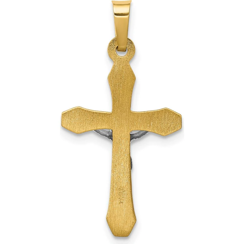 14K Two-Tone Gold INRI Hollow Crucifix Pendant - 29mm by Oro Pregiato - Image 4