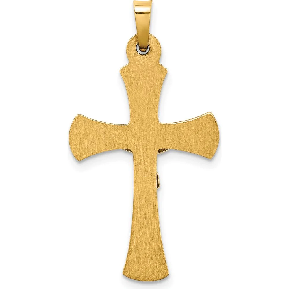 14K Two-Tone Gold INRI Hollow Crucifix Pendant - Polished Finish 34mm by Oro Pregiato - Image 4