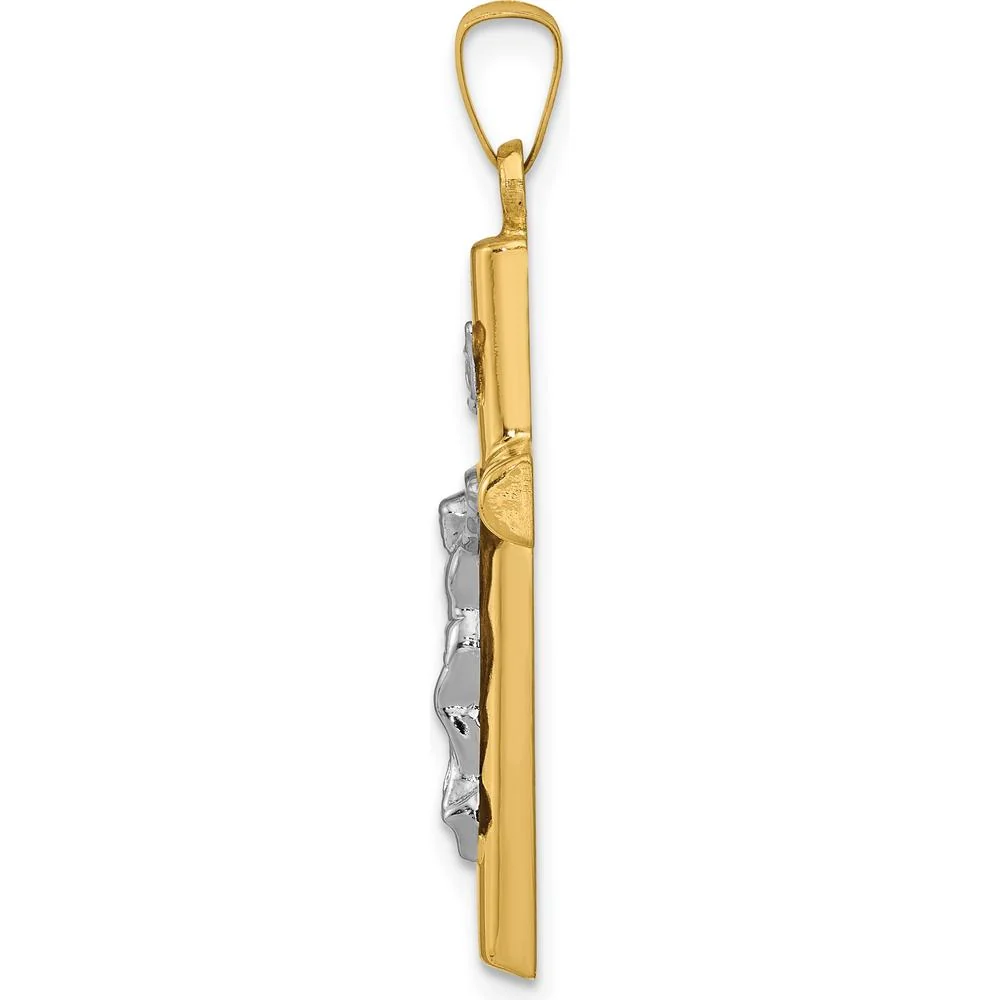 14K Two-Tone Gold INRI Hollow Crucifix Pendant - Polished Finish by Oro Pregiato - Image 2