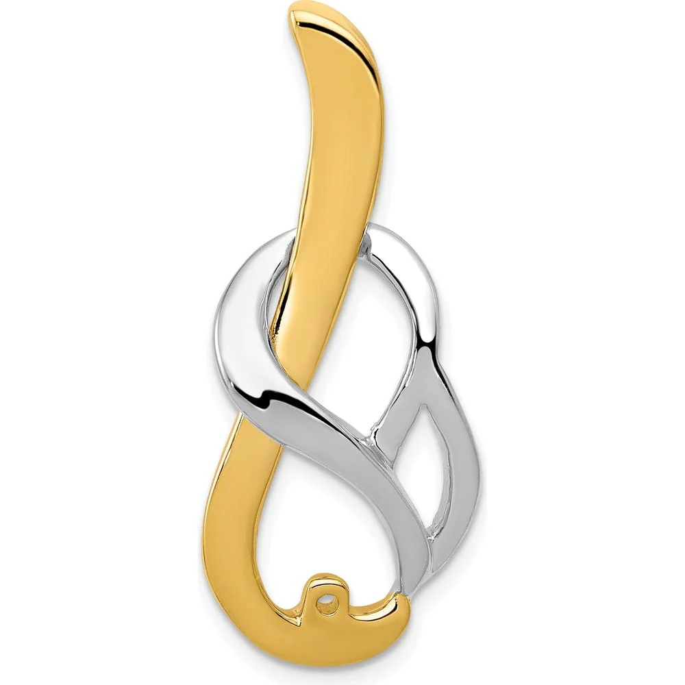 14K Two-Tone Gold Peg-Set Fancy Slide Pendant Mounting for 4mm or 6mm Omega Chain by Oro Pregiato - Image 5