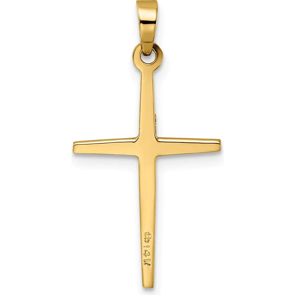 14K Two-Tone Gold Polished Solid Double Cross Pendant - 27mm Length, 14.5mm Width by Oro Pregiato - Image 4