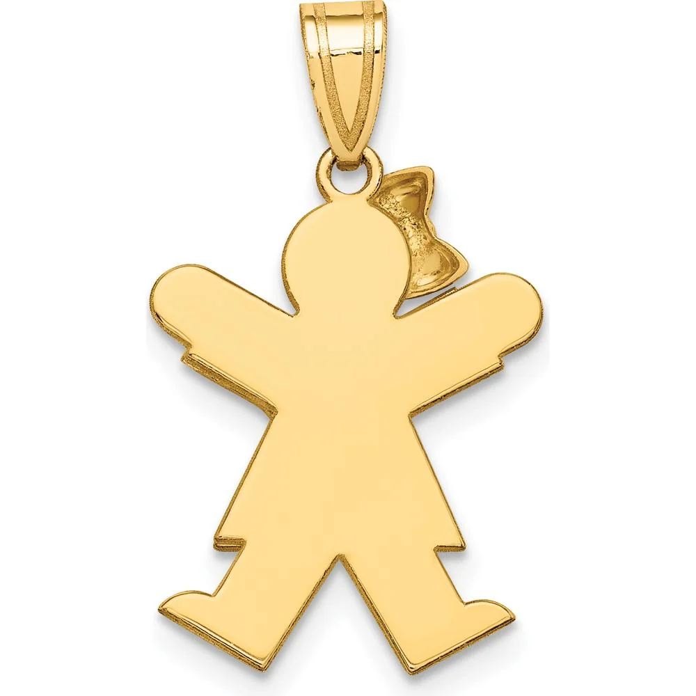14K Two-Tone Gold Small Girl with Bow Charm - 25mm Length by Oro Pregiato - Image 4