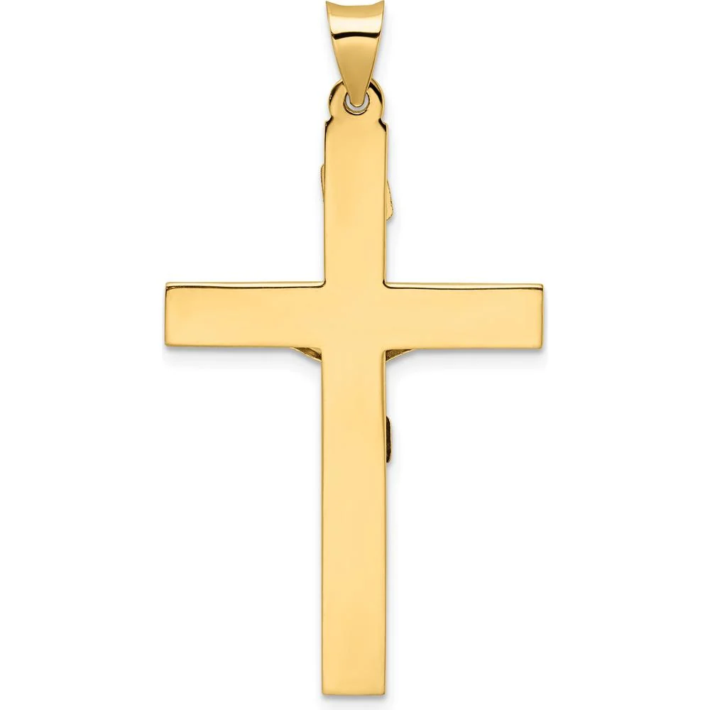 14K Two-Tone Gold Solid INRI Crucifix Pendant - 47.6mm Length by Oro Pregiato - Image 4