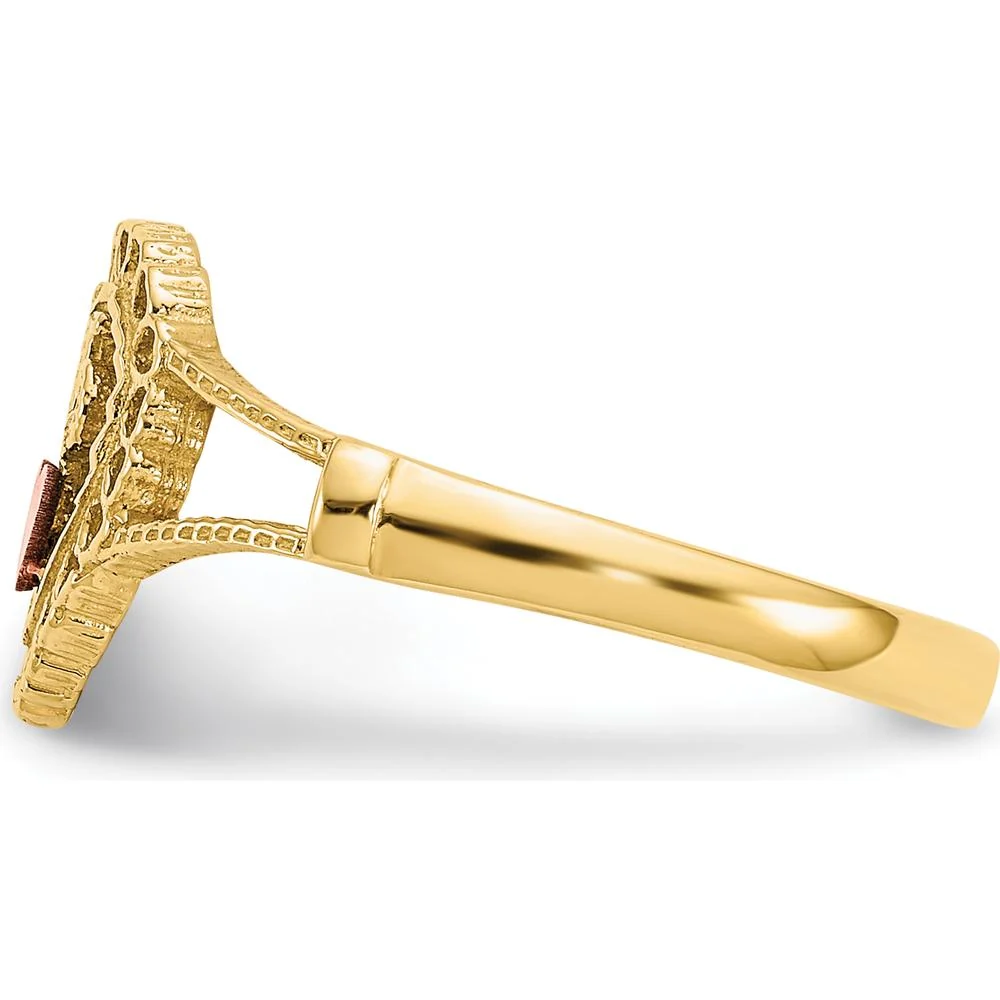 14K Two-Tone Heart Ring with "15" Engraving in Rose Gold and Yellow Gold Finish - 11mm Top Length by Oro Pregiato - Image 4