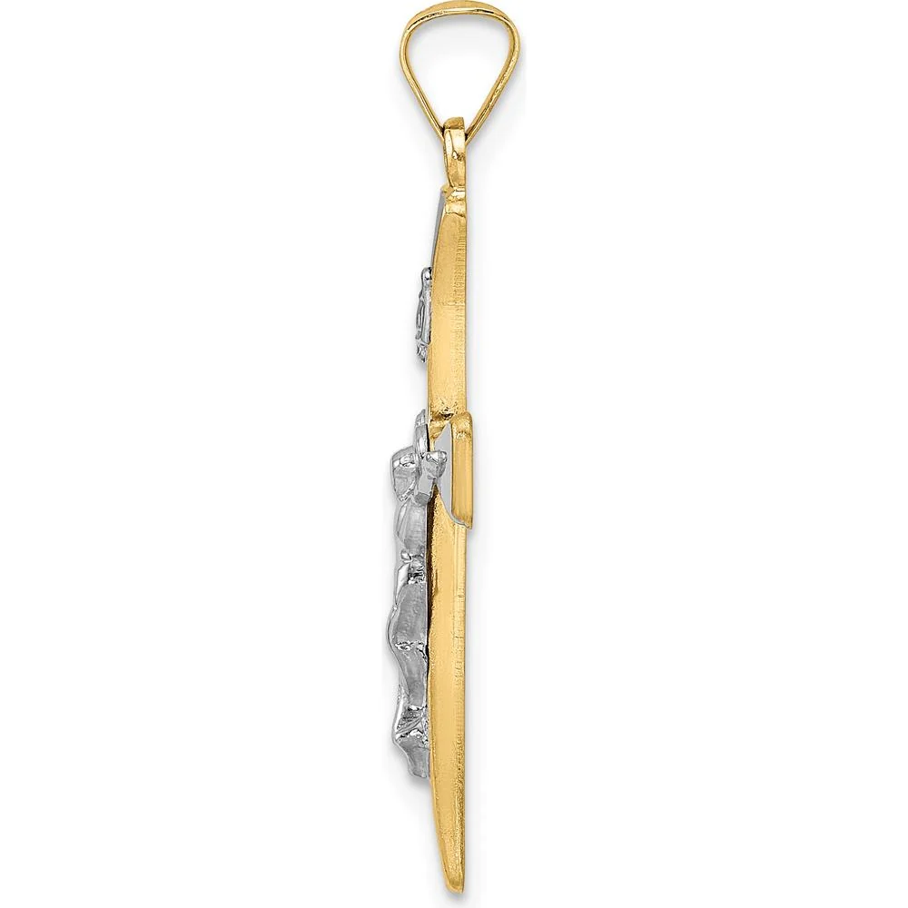14K Two-Tone Polished Hollow INRI Crucifix Cross Pendant - 32.9mm Length by Oro Pregiato - Image 2
