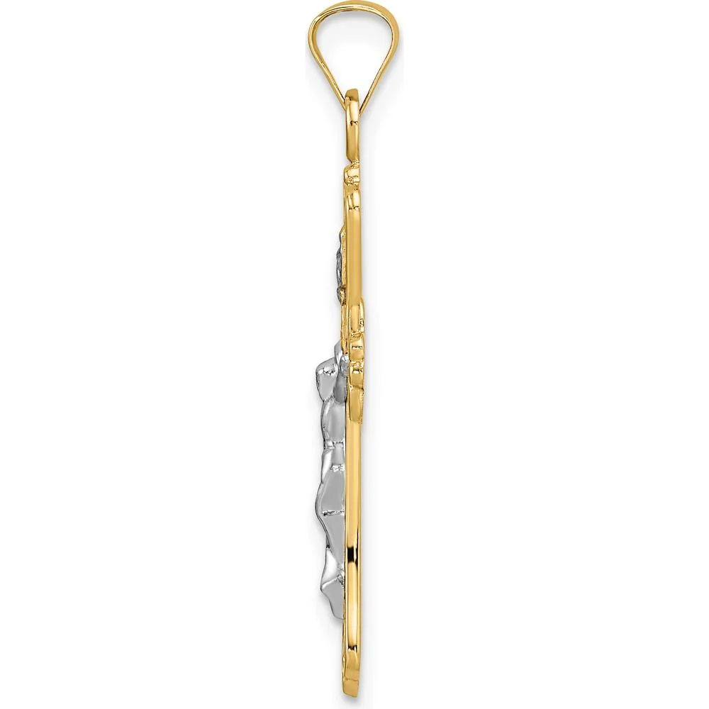 14K Two-Tone Polished Solid INRI Crucifix Pendant - 28mm Length, 17.86mm Width by Oro Pregiato - Image 2