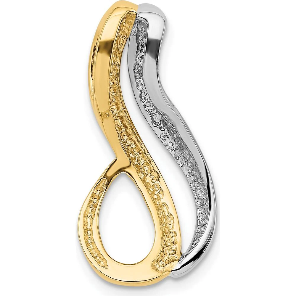 14K Two-Tone Slide Pendant for 6mm Omega Chains - Polished Yellow and White Gold by Oro Pregiato - Image 3