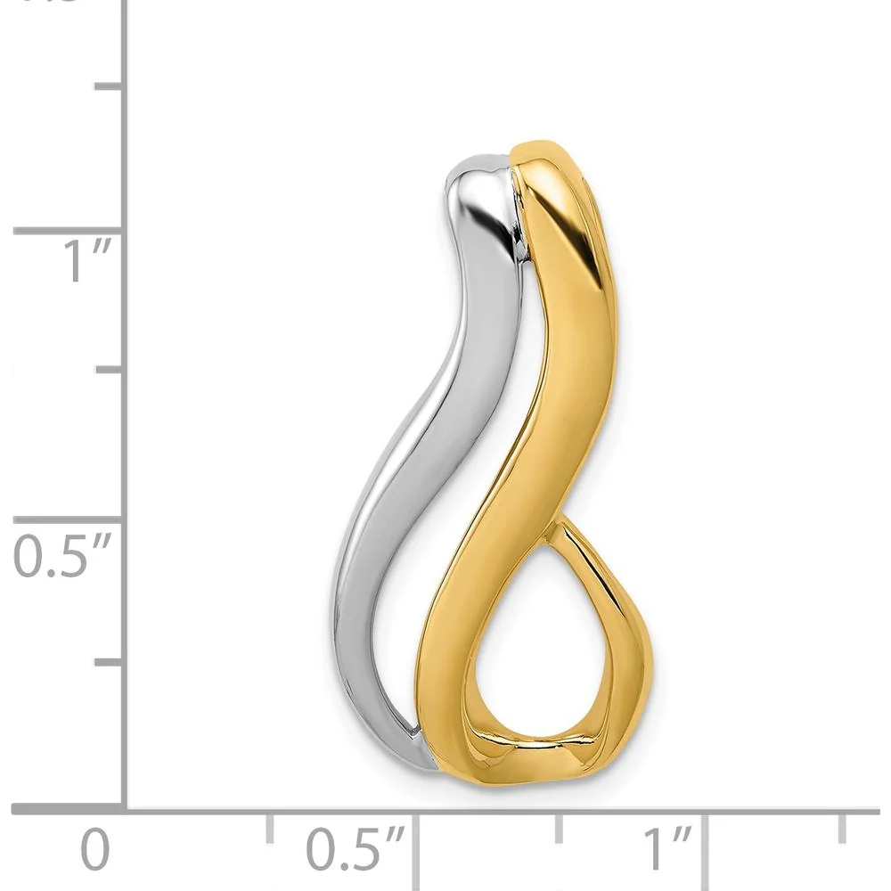 14K Two-Tone Slide Pendant for 6mm Omega Chains - Polished Yellow and White Gold by Oro Pregiato - Image 4