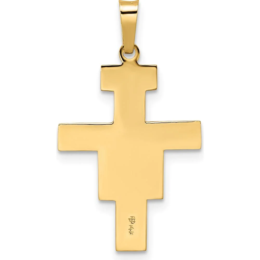 14K Two-Tone Solid Gold Crucifix Pendant - Polished Finish, Unisex Design, 28mm by Oro Pregiato - Image 4