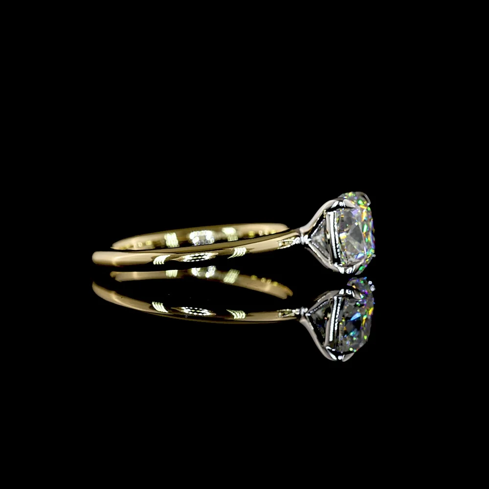 14K Two Tone Square Cushion Brilliant Cut Lab Diamond Solitaire Ring - 2.09 Carat E-F VVS2 IGI Certified - Covaloro Fine Jewelry - Image 2