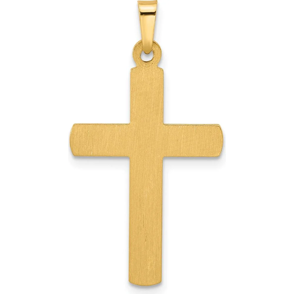 14K Two-Tone Textured and Polished Hollow Latin Cross Pendant by Oro Pregiato - Image 3