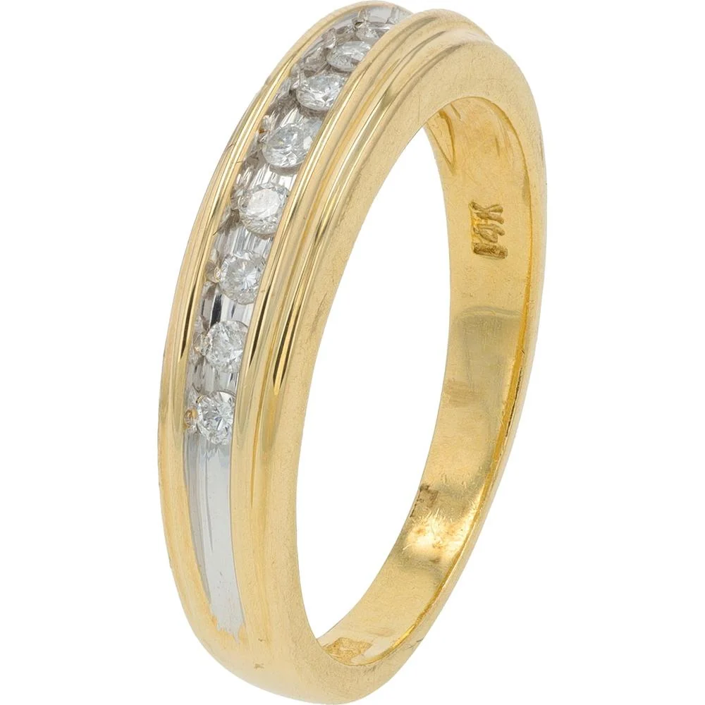 14K Two-Tone Yellow and White Gold Channel-Set Diamond Band - 0.22 Carat Total Diamond Weight