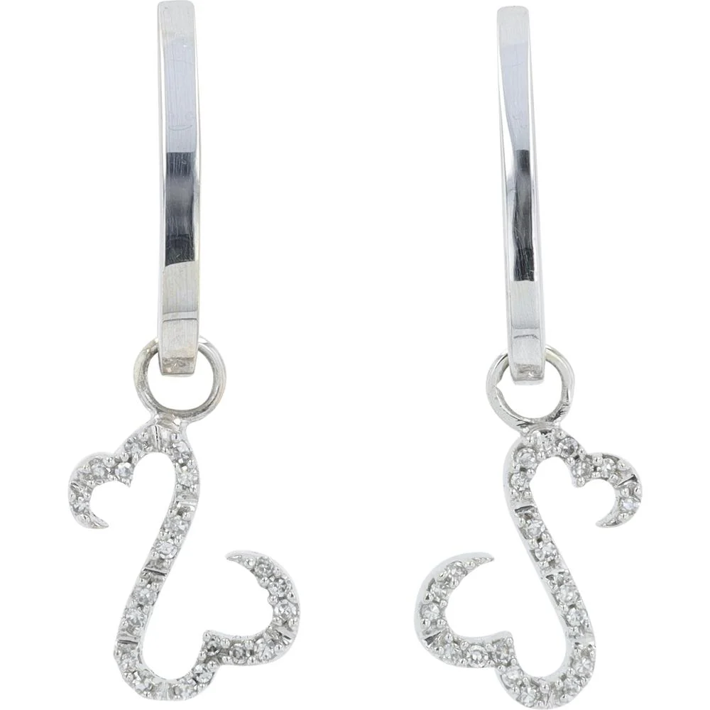 14K White Gold 0.20 Carat Diamond Heart Drop Earrings - 0.20 Carat Total Diamond Weight - Image 2