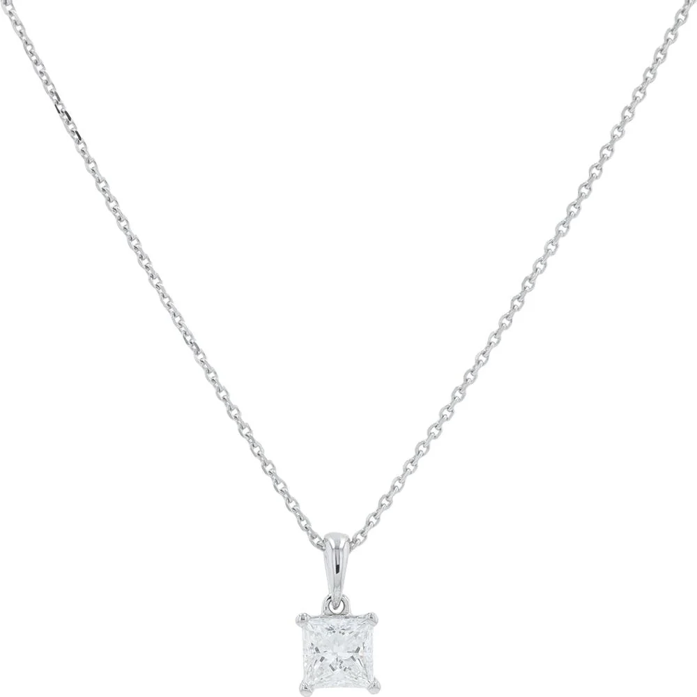 14K White Gold 0.53 Carat Total Weight Lab Grown Diamond Pendant - Sparkling Radiance