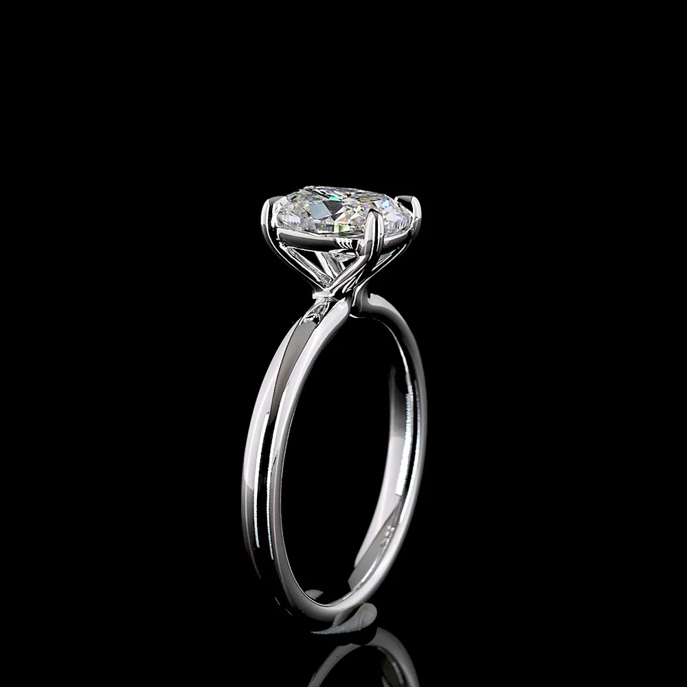 14K White Gold 1.5 Carat Cushion Modified Cut Solitaire Ring with D VS2 Lab Diamond - IGI Certified - Covaloro Fine Jewelry - Image 4