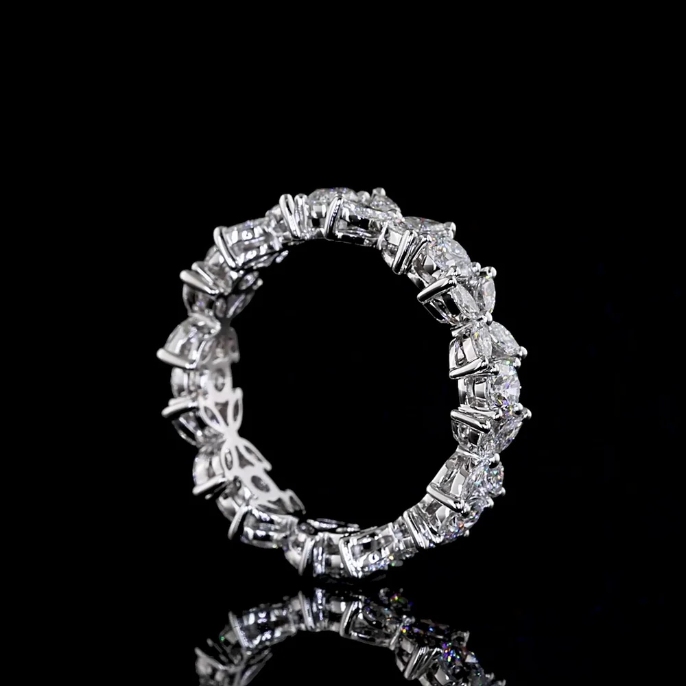 14K White Gold 1.55 Carat Eternity Band with Alternating Round Brilliant and Marquise Lab Diamonds - E-F Color, VS Clarity - Covaloro Fine Jewelry - Image 3