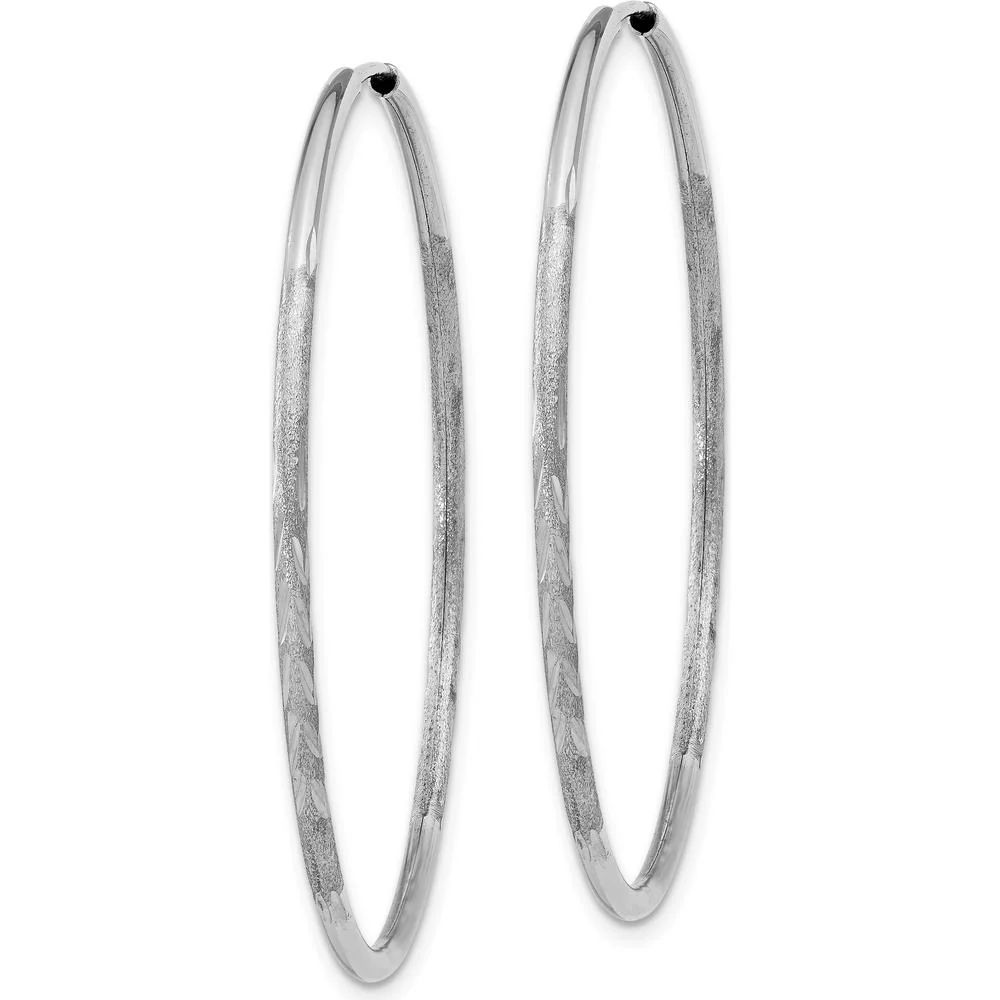 14K White Gold 1.5mm Diamond-Cut Endless Hoop Earrings - 40mm Diameter by Oro Pregiato - Image 2