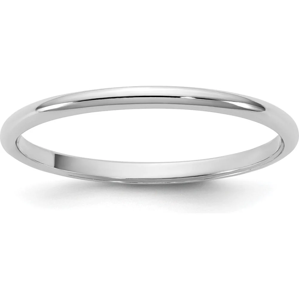 14K White Gold 1.5mm Half Round Wedding Band with Polished Finish - Size 10 by Luciano & Cie