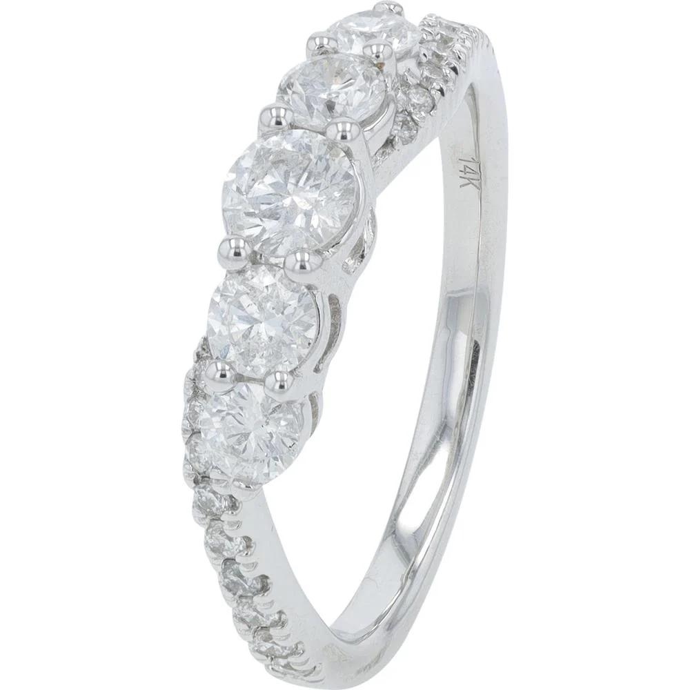 14K White Gold 1 Carat Total Weight Diamond Crossover Ring