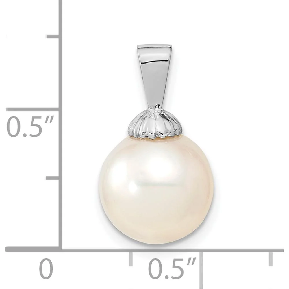 14K White Gold 10-11mm South Sea Cultured Pearl Pendant with Textured Bail by Monteluci Fine Jewelry - Image 3