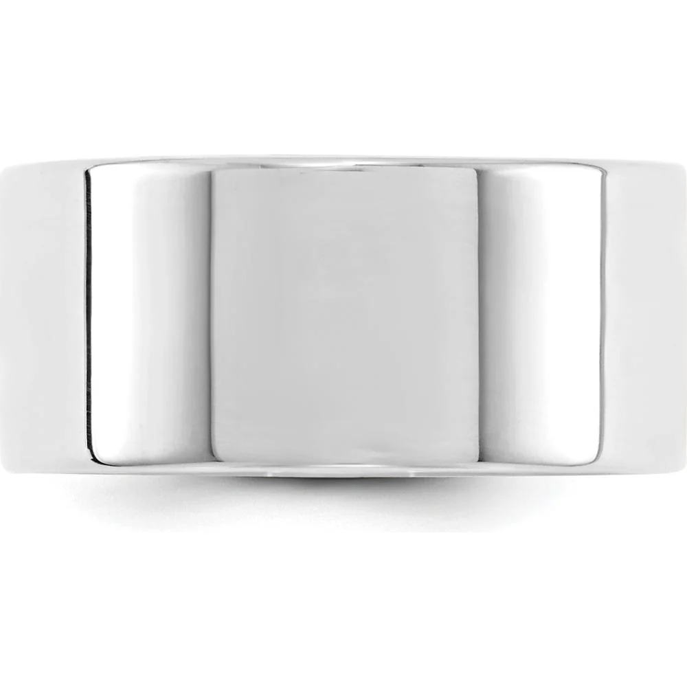 14K White Gold 10mm Lightweight Flat Wedding Band - Size 4 by Luciano & Cie - Image 2