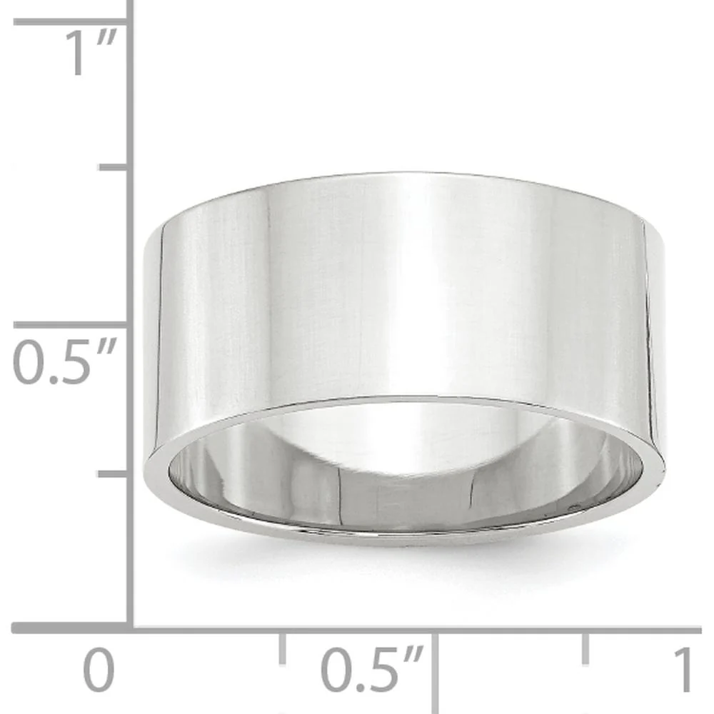 14K White Gold 10mm Lightweight Flat Wedding Band - Size 9 by Luciano & Cie - Image 3