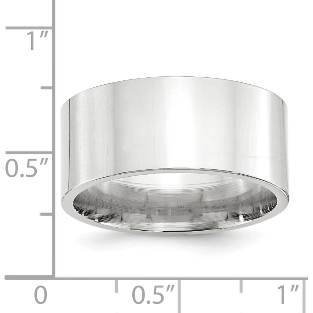 14K White Gold 10mm Standard Weight Flat Comfort Fit Wedding Band - Size 10 by Luciano & Cie - Image 4