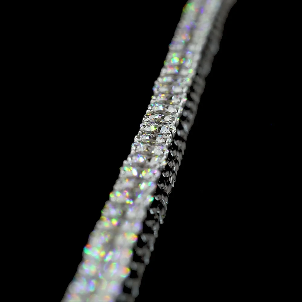 14K White Gold 125-Stone Tennis Necklace with Round Brilliant Cut Natural Diamonds - 15.81 Carats Total Diamond Weight - Covaloro Fine Jewelry - Image 4