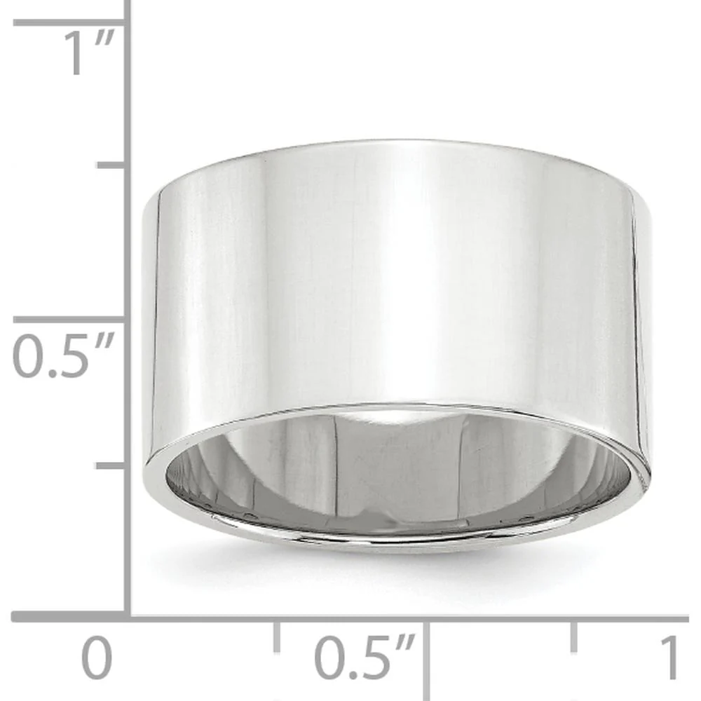 14K White Gold 12mm Lightweight Flat Wedding Band - Size 4 by Luciano & Cie - Image 3