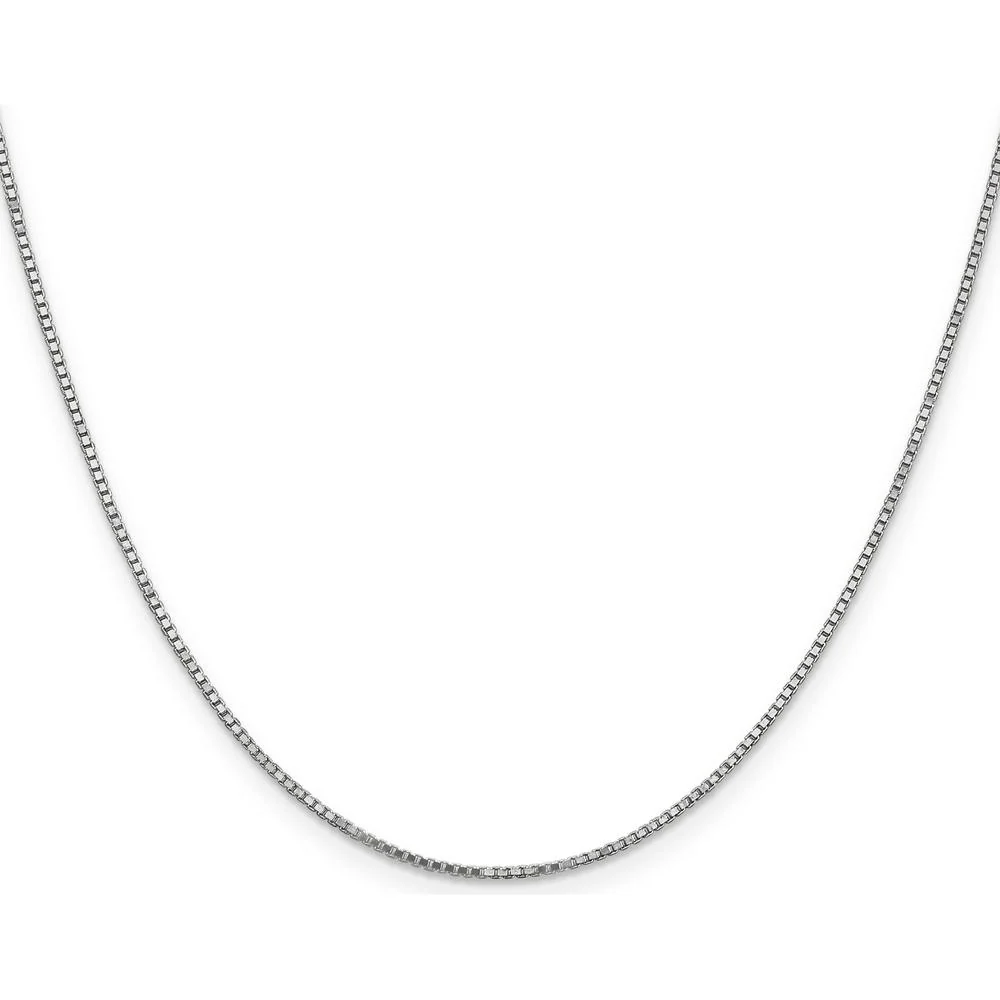 14K White Gold 14" 1.1mm Box Chain with Lobster Clasp - Polished and Rhodium-Plated Finish by Oro Pregiato - Image 2
