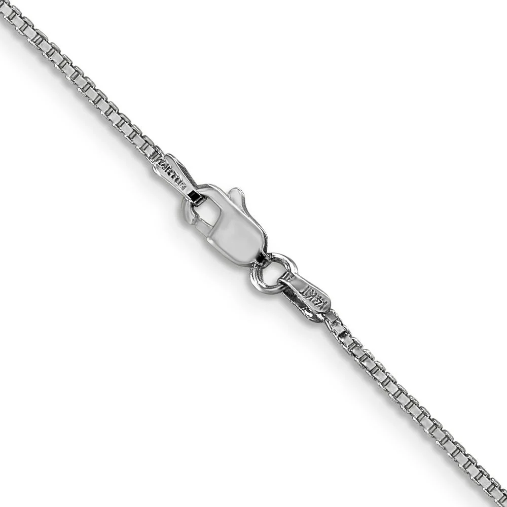 14K White Gold 14" 1.1mm Box Chain with Lobster Clasp - Polished and Rhodium-Plated Finish by Oro Pregiato - Image 4