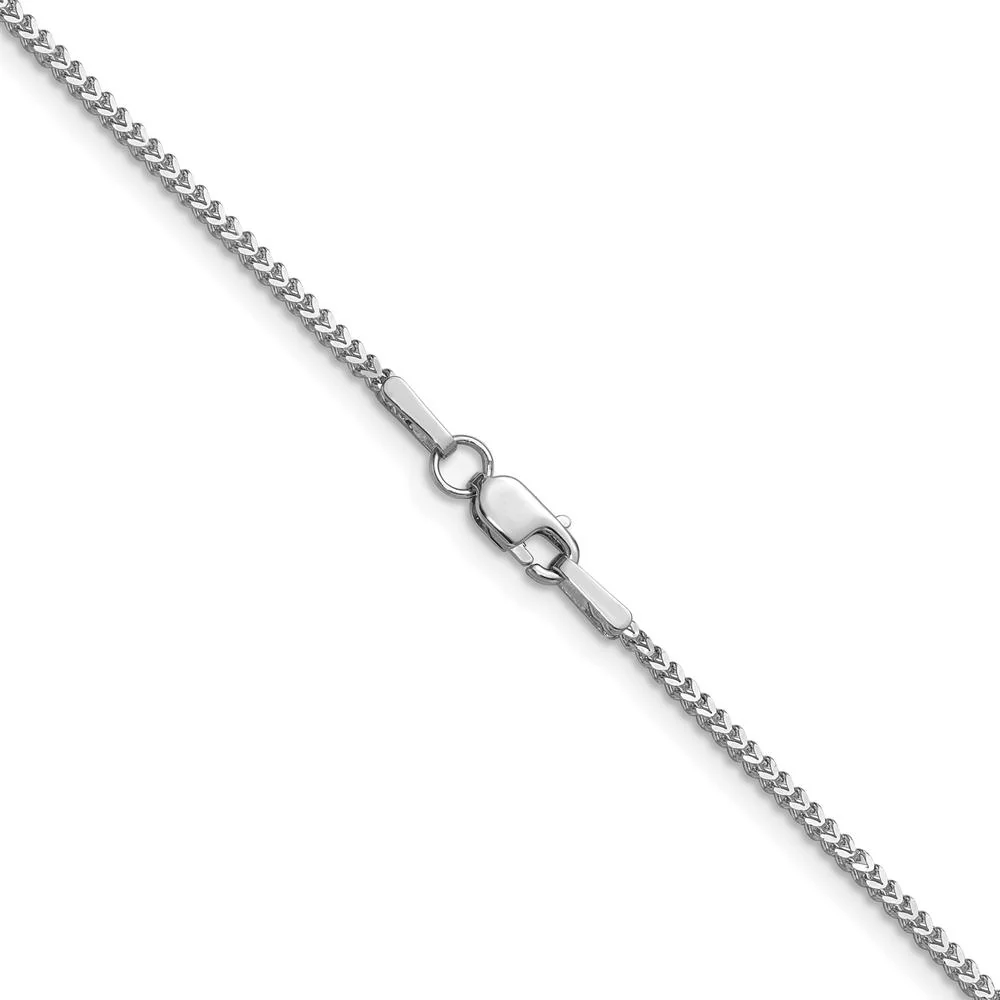 14K White Gold 16" 1mm Franco Chain with Lobster Clasp - Polished Finish by Oro Pregiato - Image 3