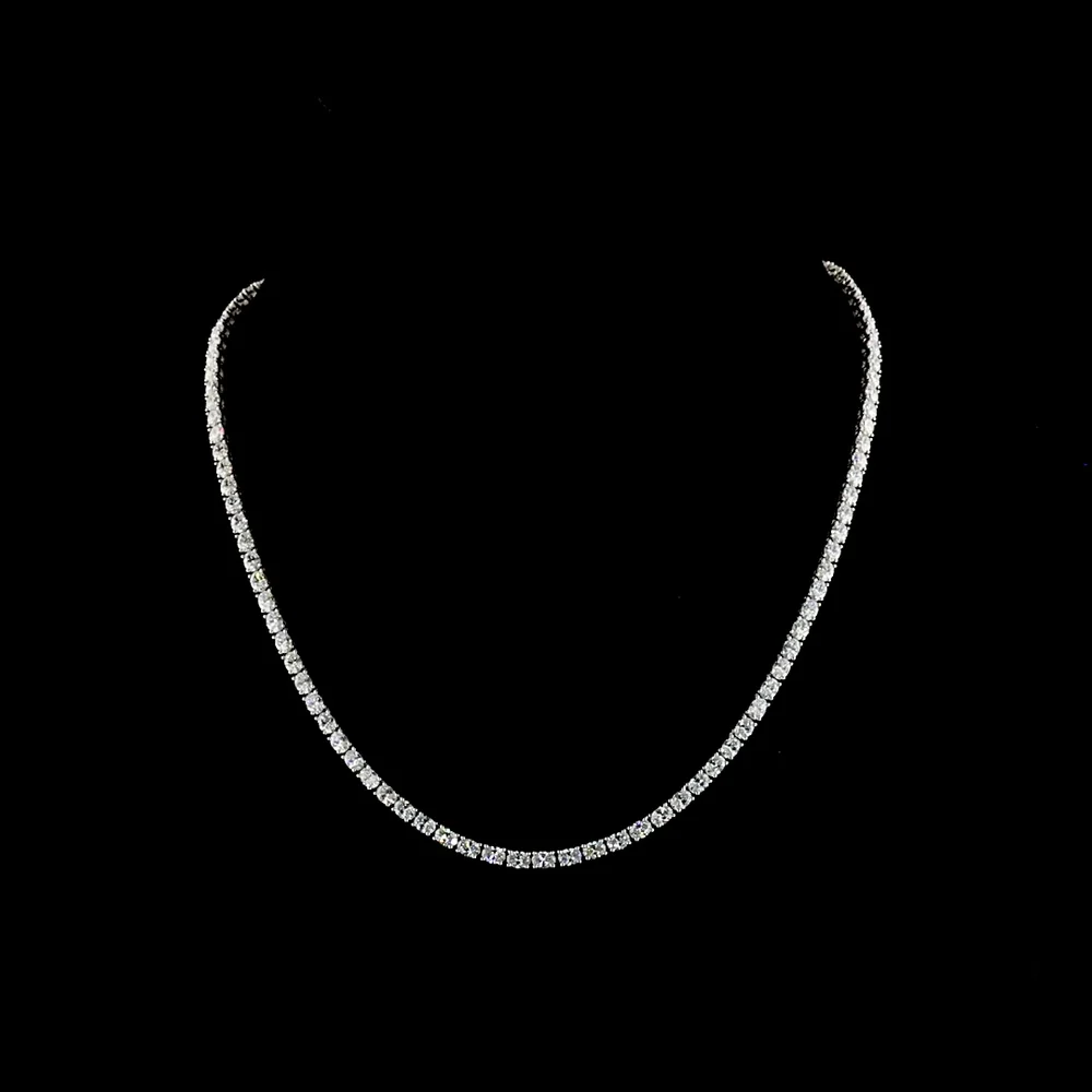 14K White Gold 16.5" Tennis Necklace with East-West Oval Cut Lab Diamonds - 11.47 Carats Total Diamond Weight, E-F Color VS Clarity - Covaloro Fine Jewelry