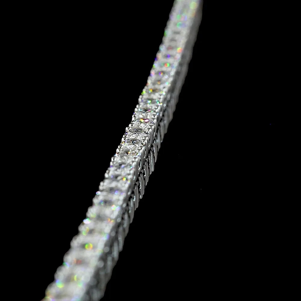 14K White Gold 16.5" Tennis Necklace with East-West Oval Cut Lab Diamonds - 11.47 Carats Total Diamond Weight, E-F Color VS Clarity - Covaloro Fine Jewelry - Image 4