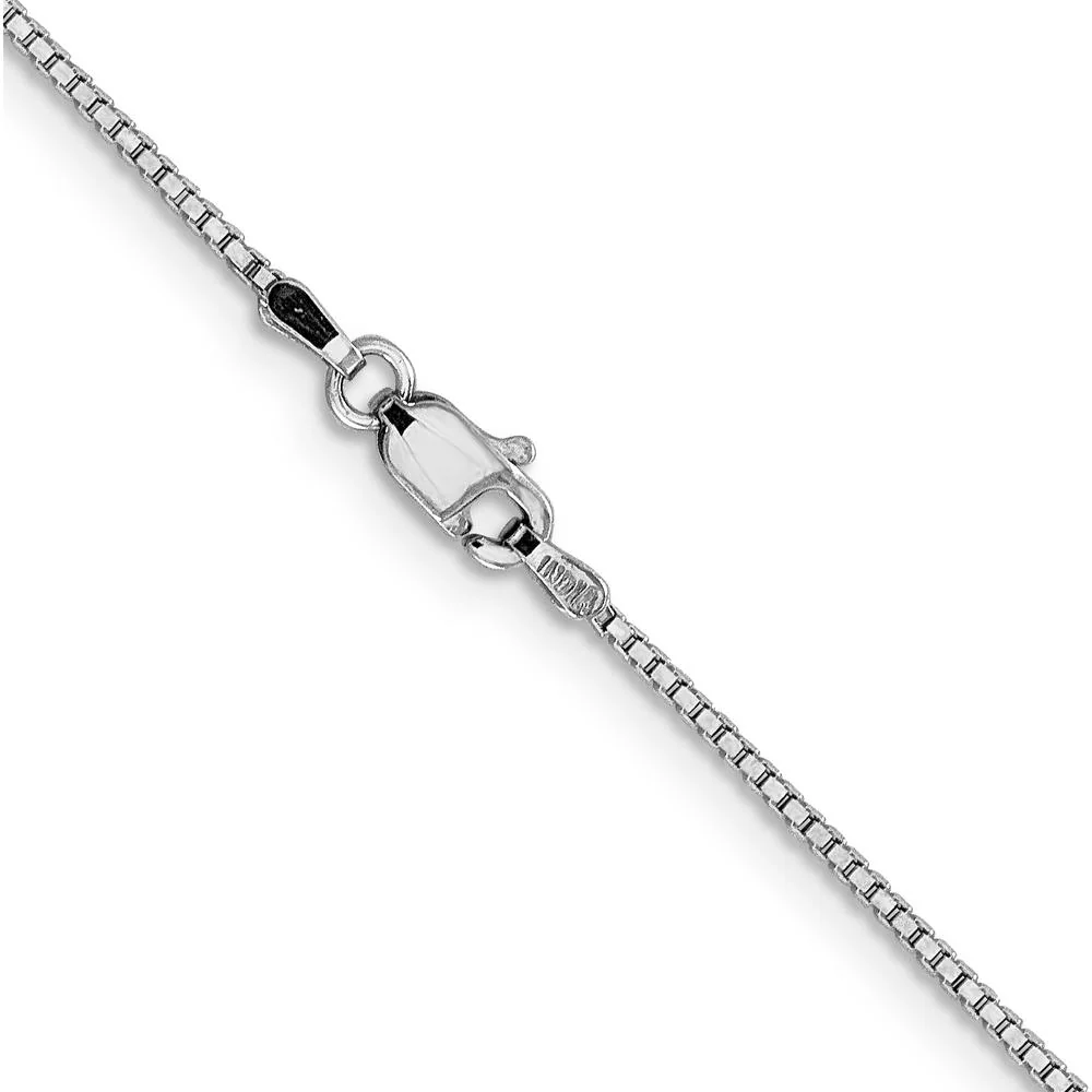 14K White Gold 16" Box Chain Necklace with Lobster Clasp - 1.05mm Width by Oro Pregiato - Image 3