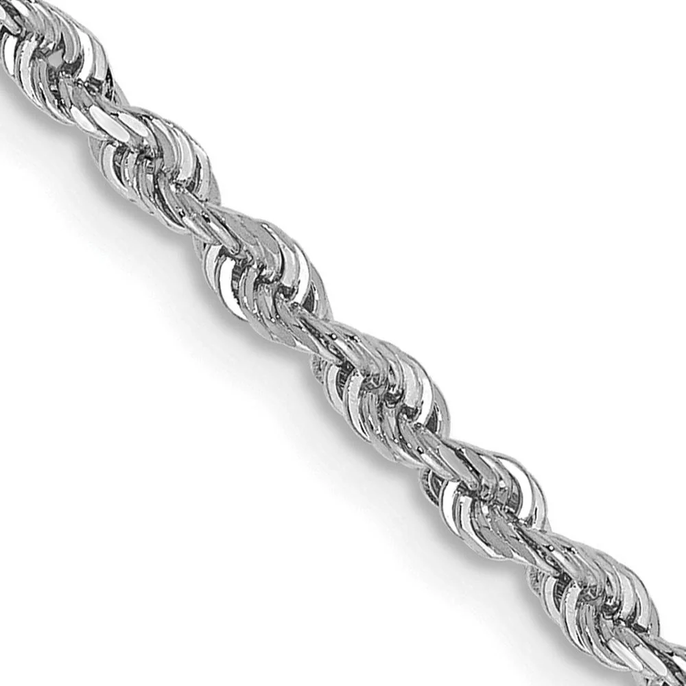 14K White Gold 16" Diamond-Cut Rope Chain with Lobster Clasp by Oro Pregiato