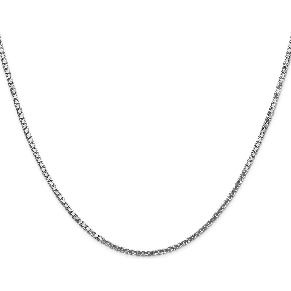 14K White Gold 18" 1.5mm Box Chain Necklace with Lobster Clasp - Rhodium Plated by Oro Pregiato - Image 2