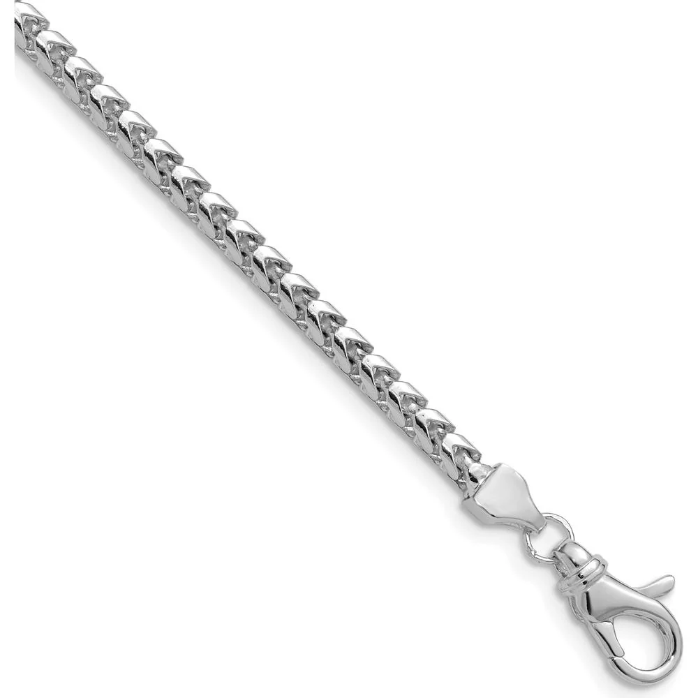 14K White Gold 18" 3mm Franco Chain Necklace with Fancy Lobster Clasp by Oro Pregiato
