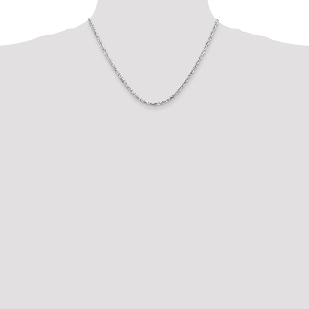 14K White Gold 18" Diamond-Cut Rope Chain with Lobster Clasp - 3mm Width by Oro Pregiato - Image 4