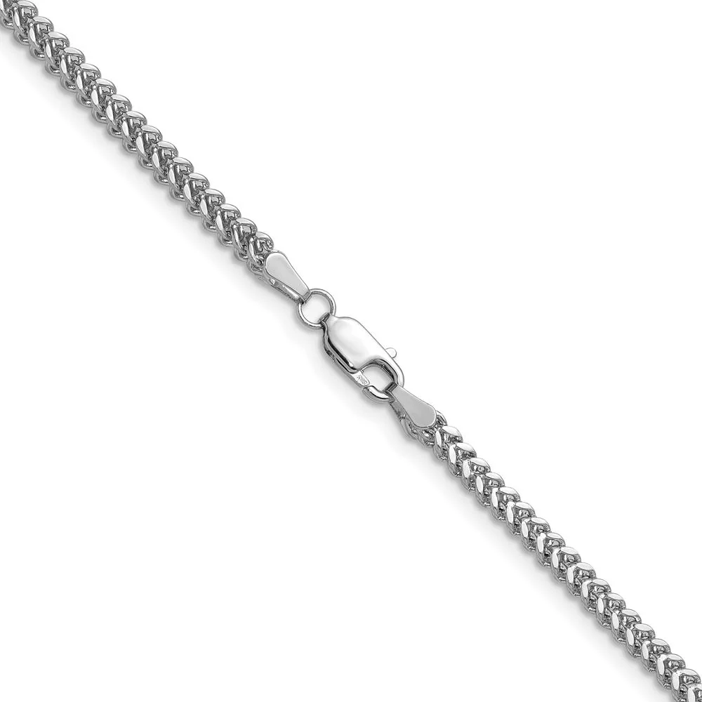14K White Gold 18" Franco Chain Necklace with Lobster Clasp - 2.3mm Width by Oro Pregiato - Image 3