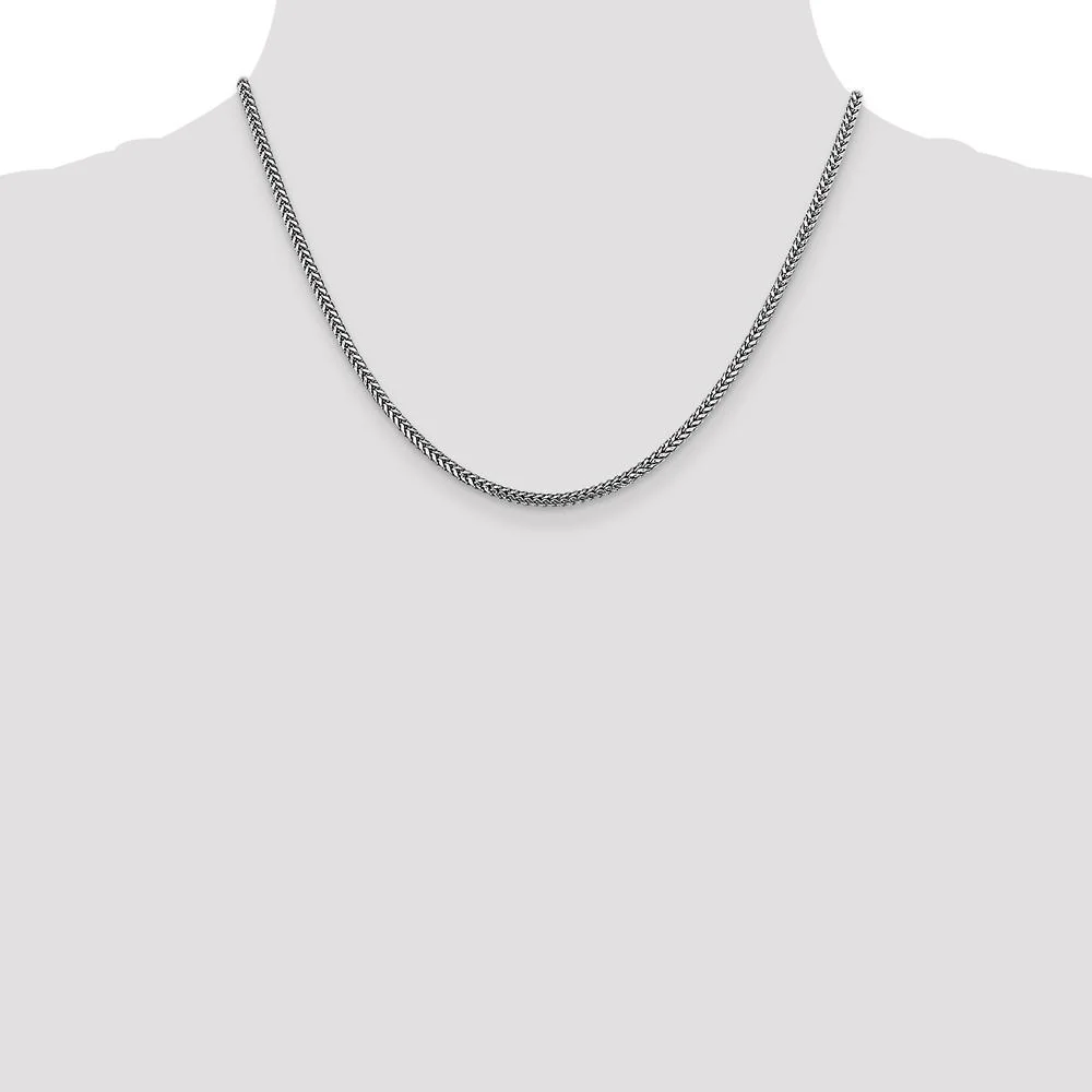 14K White Gold 18" Franco Chain Necklace with Lobster Clasp - 2.3mm Width by Oro Pregiato - Image 4