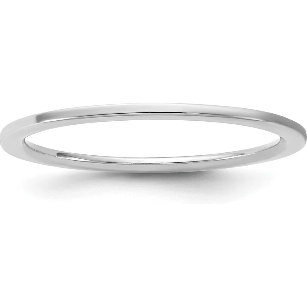 14K White Gold 1mm Standard Flat Comfort Fit Wedding Band - Polished Finish - Size 10 by Luciano & Cie