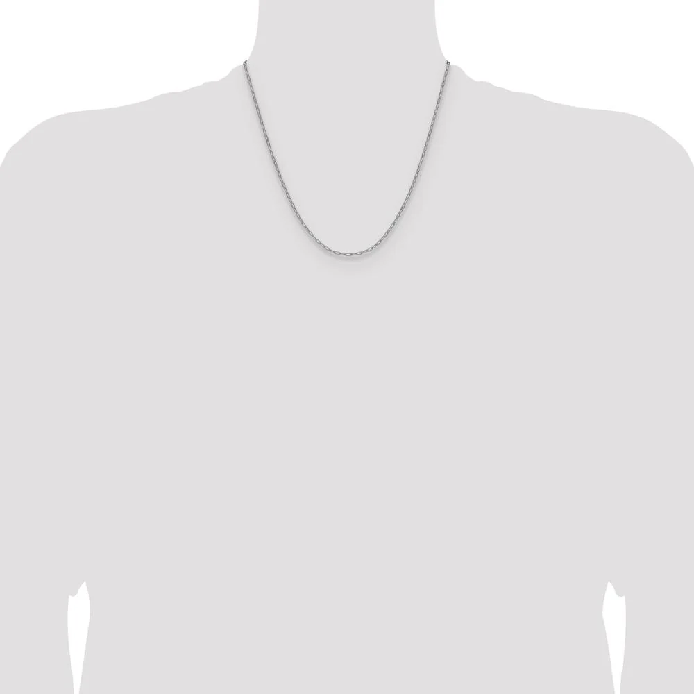 14K White Gold 2.2mm Semi-Solid Beveled Paperclip Chain Necklace - Polished Finish with Lobster Clasp - 20 in by Oro Pregiato - Image 4