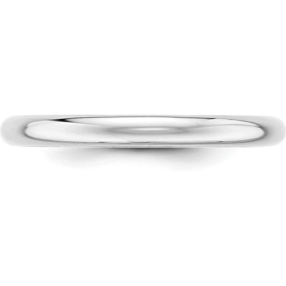 14K White Gold 2.5mm Half-Round Wedding Band - Size 5.5 to 5.75, Polished and Engravable by Luciano & Cie - Image 2