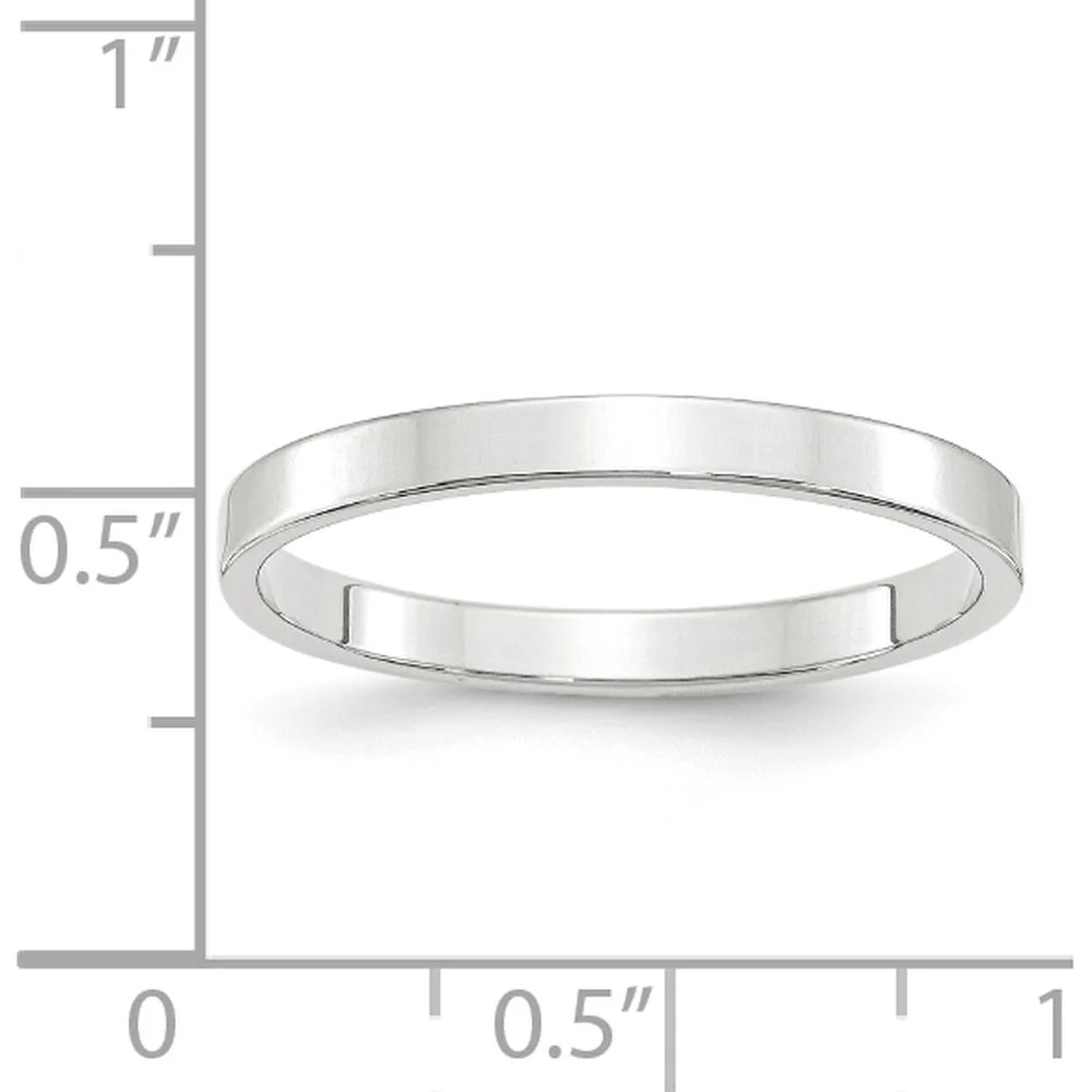 14K White Gold 2.5mm Lightweight Flat Wedding Band - Size 4 by Luciano & Cie - Image 3