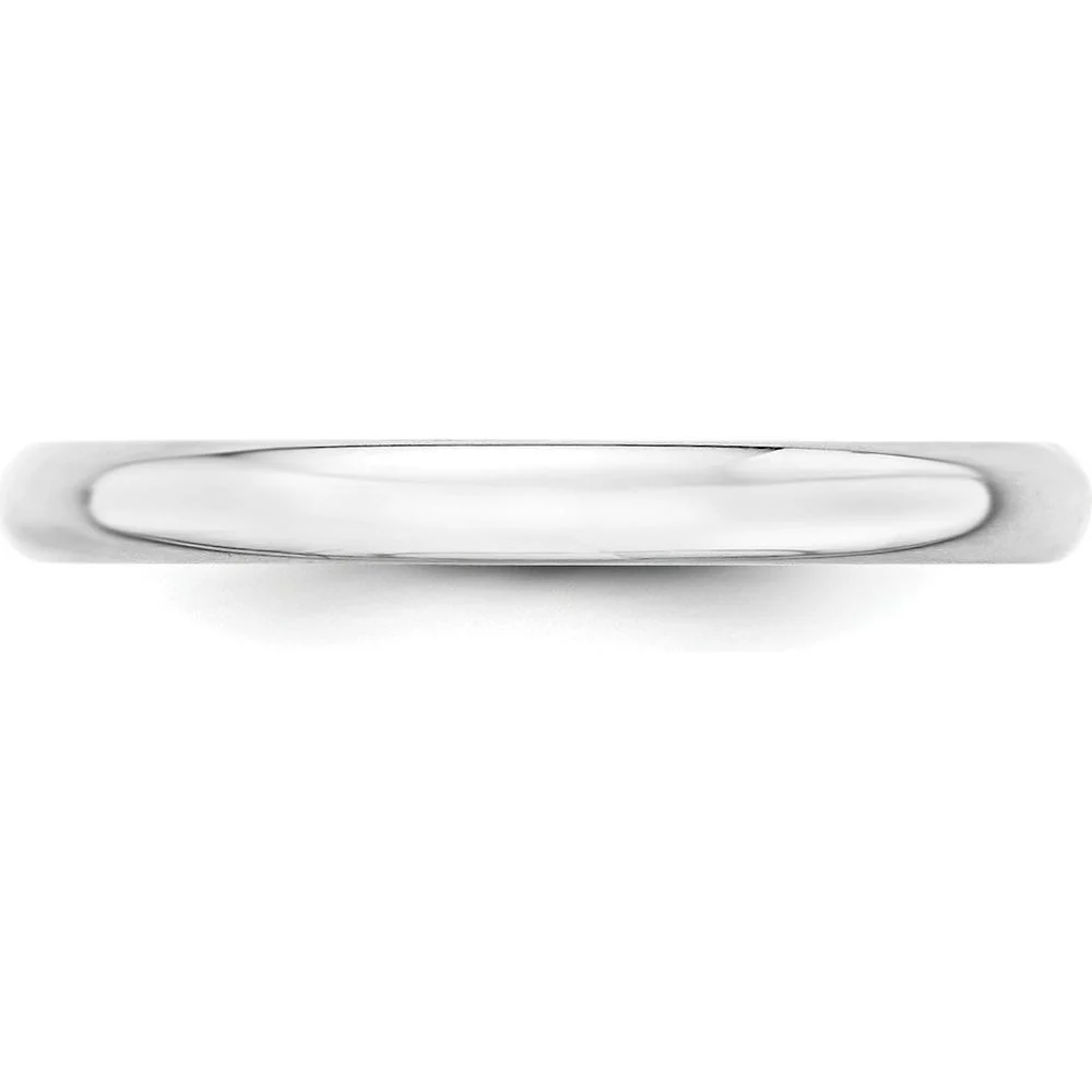 14K White Gold 2.5mm Lightweight Half Round Wedding Band - Size 7 by Luciano & Cie - Image 3