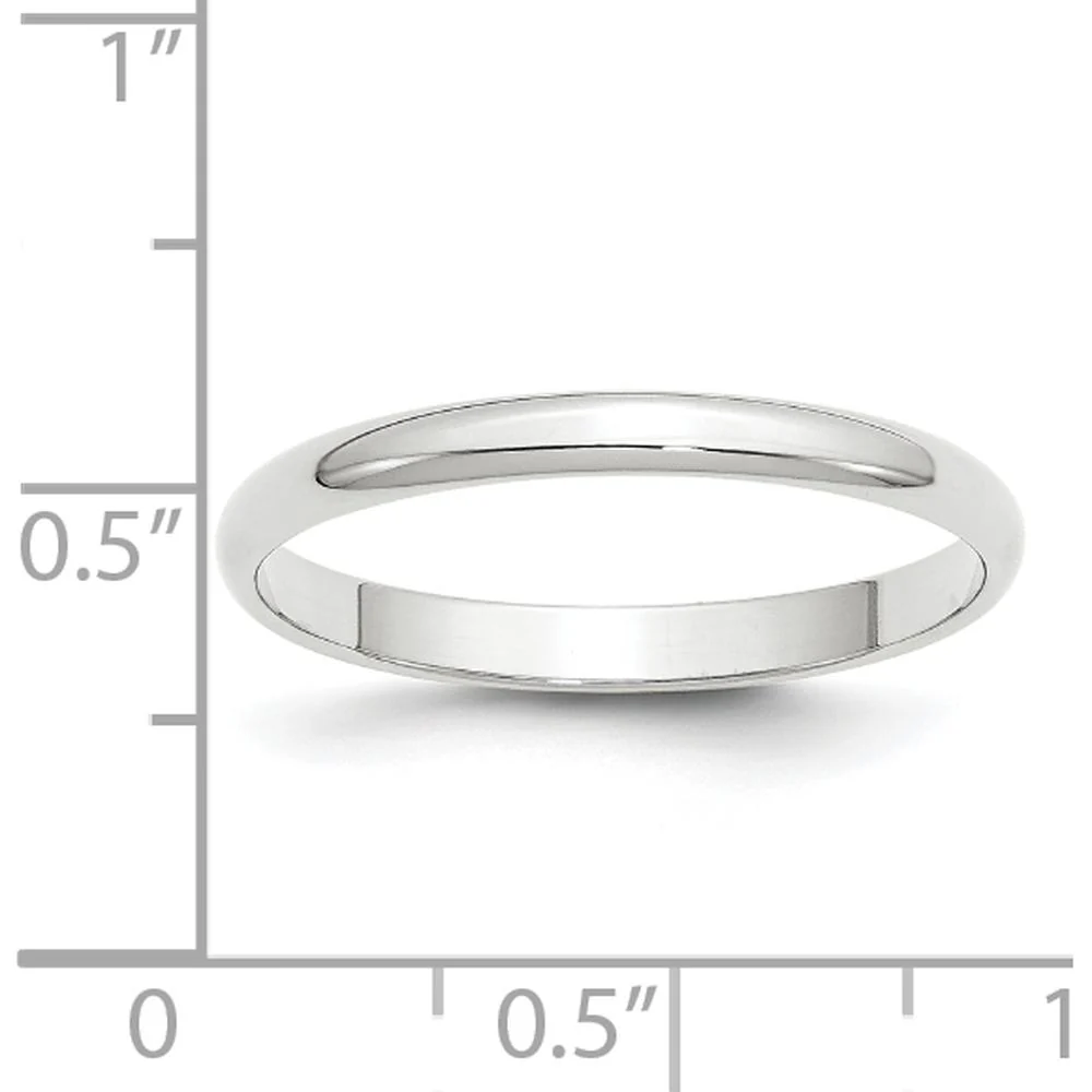 14K White Gold 2.5mm Lightweight Half Round Wedding Band - Size 7 by Luciano & Cie - Image 5