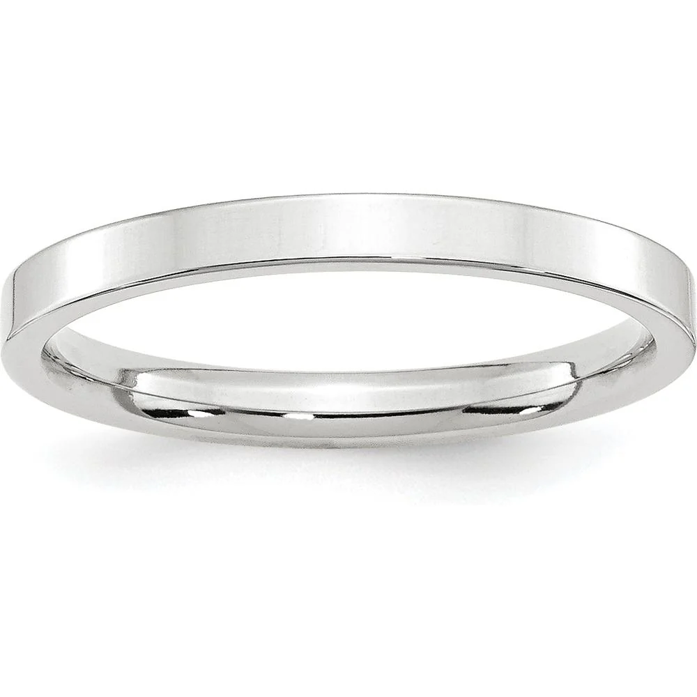 14K White Gold 2.5mm Standard Weight Flat Comfort Fit Wedding Band - Size 5.5 by Luciano & Cie
