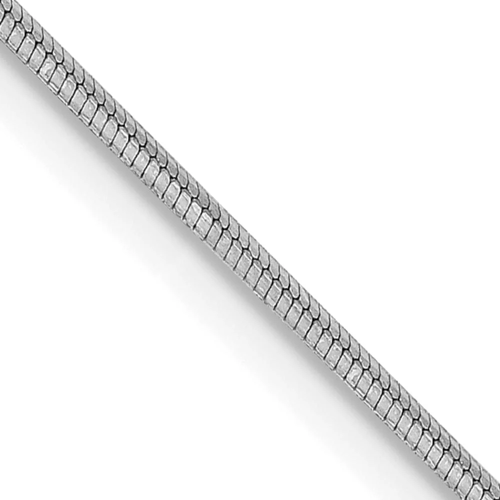 14K White Gold 20" 1mm Octagonal Snake Chain Necklace with Lobster Clasp and Rhodium Plating by Oro Pregiato